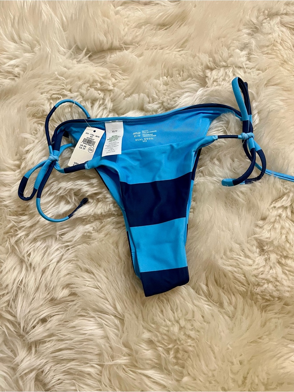 NWT Aerie Cheekiest blue stripe bikini bottoms, size XS